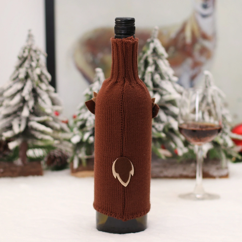 Christmas Supplies 2022 Christmas Wine Bottle Set Knitted Cloth Old Man Doll Champagne Set Desktop Decoration